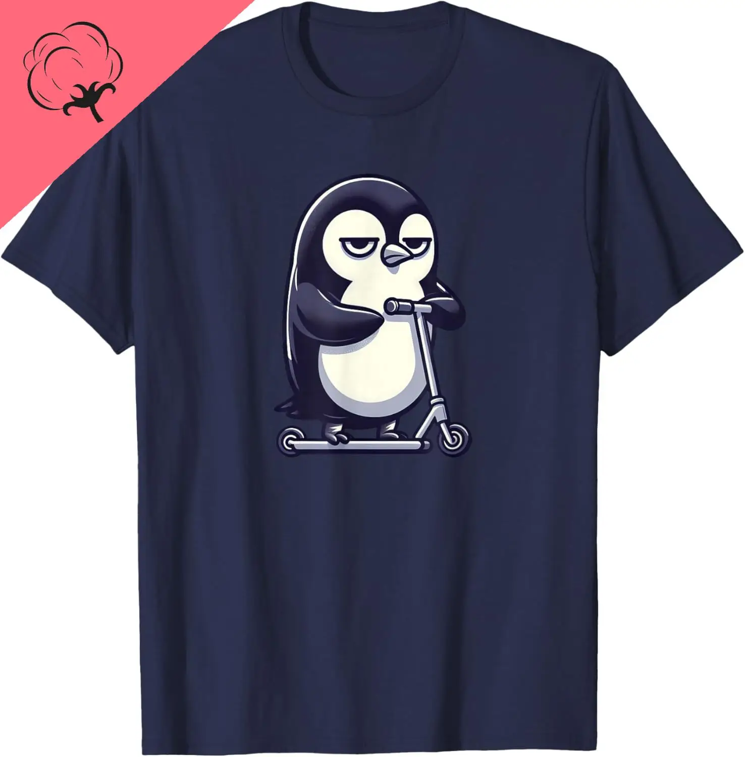스쿠터 티셔츠에 만화 지루한 펭귄 남성과 여성 반팔 커플 Kawayi Y2k 그래픽 T 셔츠 코튼 티
