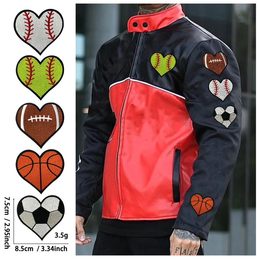 5PCS Hot Love Baseball Set Sports Outdoor Gift Clothing DIY Embroidered Cloth Sticker Back Adhesive Cloth Sticker