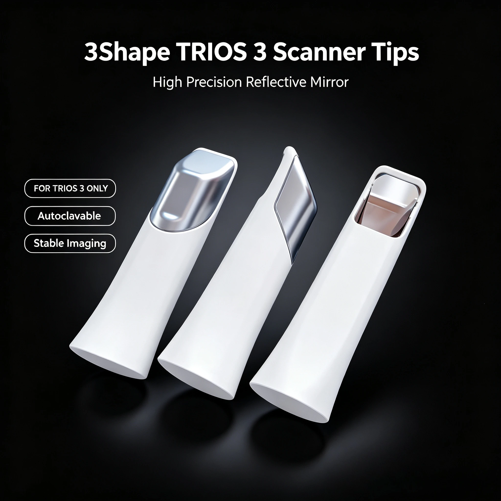 Dental Intraoral Scanner Mirror Tips, Compatible with 3Shape Trios3 Wireless & Wired Scanner Head, Dental Scanning Accessories