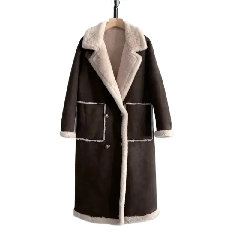 

Tajiyane зимняя куртка для стрижки овец, женское свободное шерстяное пальто, двусторонняя шуба, корейские женские куртки Abrigo Largo Mujer