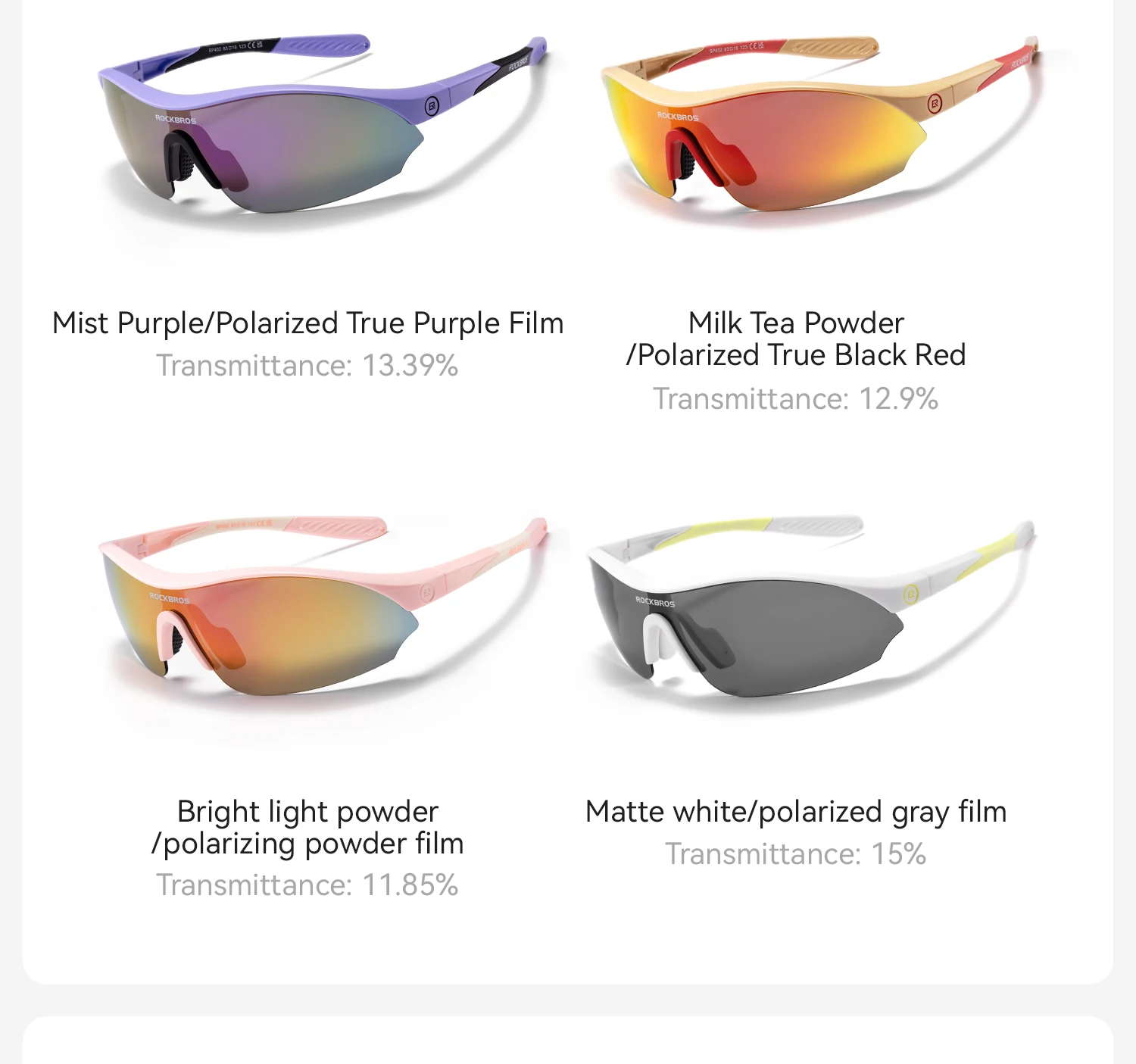 ROCKBROS Fahrradbrille UV400 Polarisierte Sport-Sonnenbrille Leichtgewicht UV-Schutz Winddichte Outdoor-Laufbrille – Detail 26