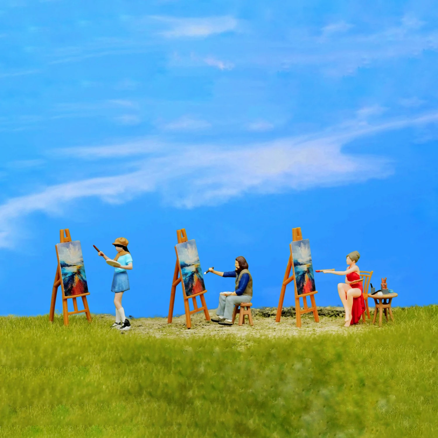 

Minifigure 1/64 Painter Miniature Figure Model Props Creative Photography Display Collection DIY Craft Decoration Hobby Figures