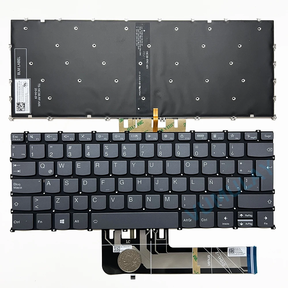 ES/Latin Keybord بإضاءة خلفية لـ Lenovo IdeaPad Flex 5-14are05 ، 5-14iil05 ، 5-14alc05 ،  IdeaPad 3-14aba7 3-14iau7 ، 5-14aba7 5-14ial7 5Pro 14ITL6 14ACN6 14ARH7 14IAP7