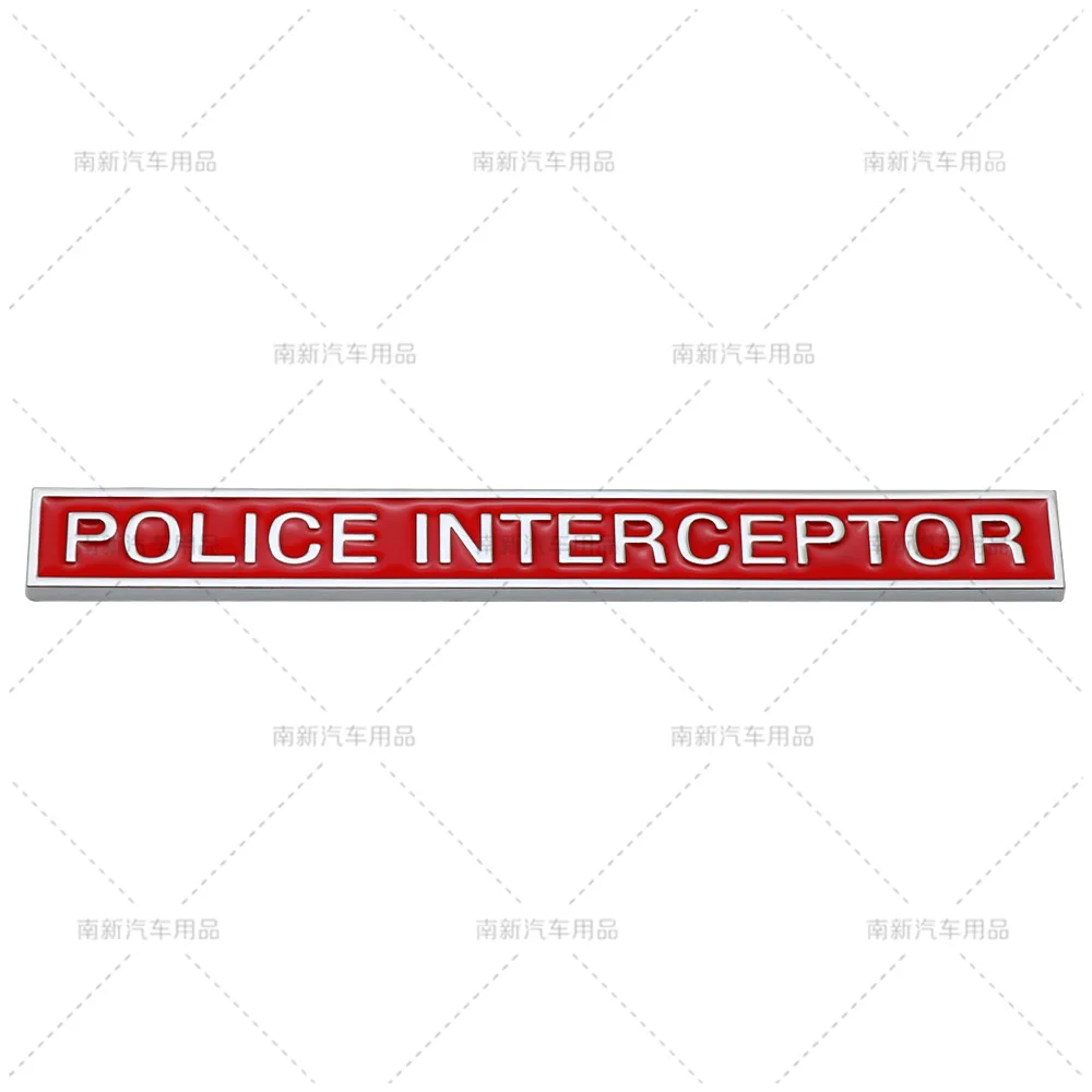 Metal Police Interceptor Letter Emblem Fit Ford Dodge Rear Trunk Side Fender Modified Exterior Car Styling Sticker Accessories