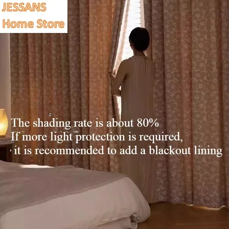 

New Style Soft Pink Bionic Cashmere Curtains for Girl's Bedroom Room Blackout French Chenille Jacquard Finished Product