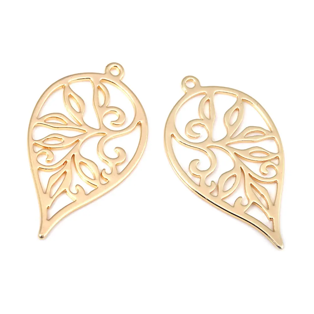 18K Gold Color Brass Tree Leaf Leaves Charms Pendants Jewelry Necklaces Earrings Bracelets Making Supplies Findings Accessories