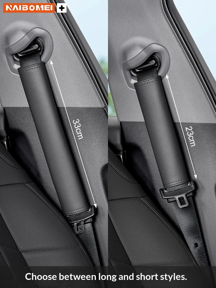 1PCS Car Seat Belt Protective Cover Anti-neck Strangling Skin-feel Leather Fine Hole Car Seat Belt Shoulder Guard Cover