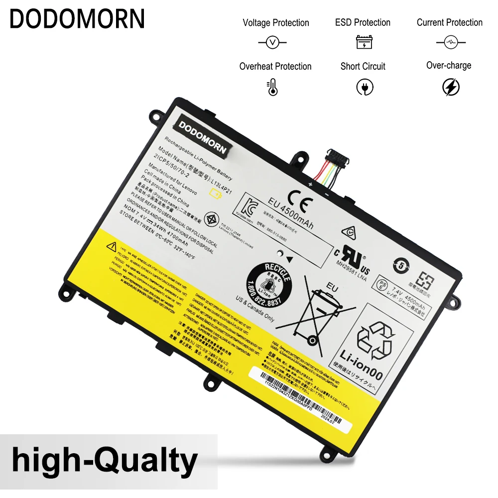 Dodomorn แบตเตอรี่ L13L4P21แล็ปท็อปสำหรับ Lenovo IdeaPad YOGA 2332 20332 20428 2 11เปลี่ยนชิ้นส่วน L13M4P21 121500223 121500224 34Wh