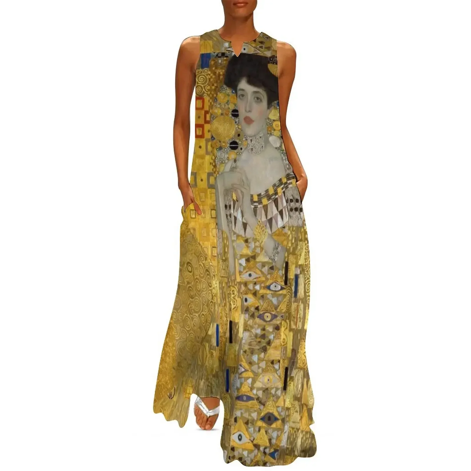 

Gustav Klimt - Portrait of Adele Bloch-Bauer Long Dress bandage dress Party dresses Dress vintage loose women's