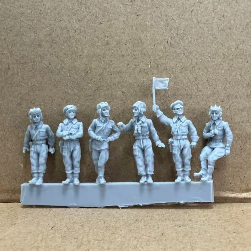 1/72 Scale Diecast Resin Figure Model Kit WWII Soviet Union Tank Crews 6 Figures Unpainted