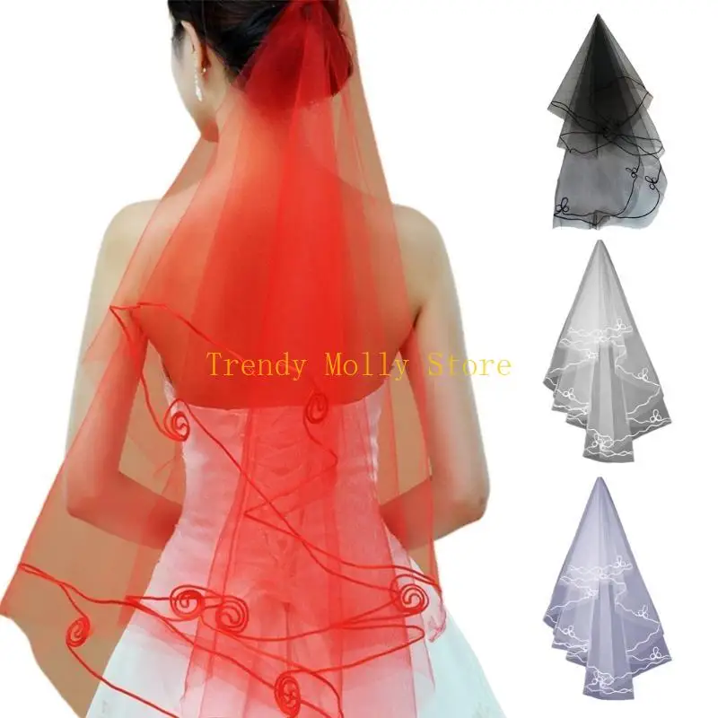 N5KB Bridal Veil Headppoins double Layer Long Long Tulle Supplies
