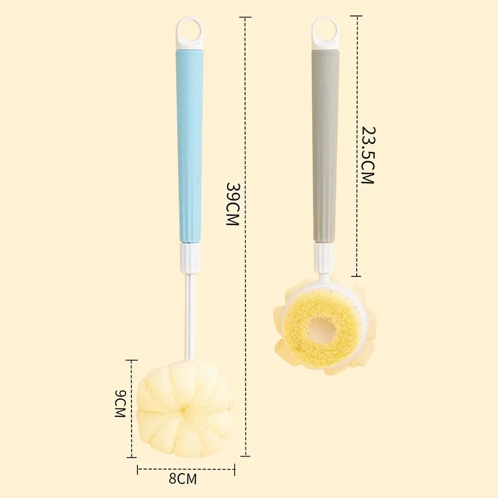 Useful Long Handle Doubleside Bath Brush 2-in-1 Back Rubbing Body Exfoliating Brush Cleaning Tools Telescopic Shower Tools