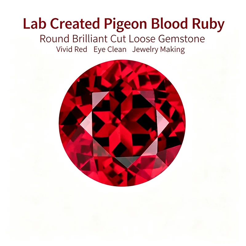 Lab Created Pigeon Blood Ruby  Round  Cut VVS1 AGL Certificate  for Jewelry Making