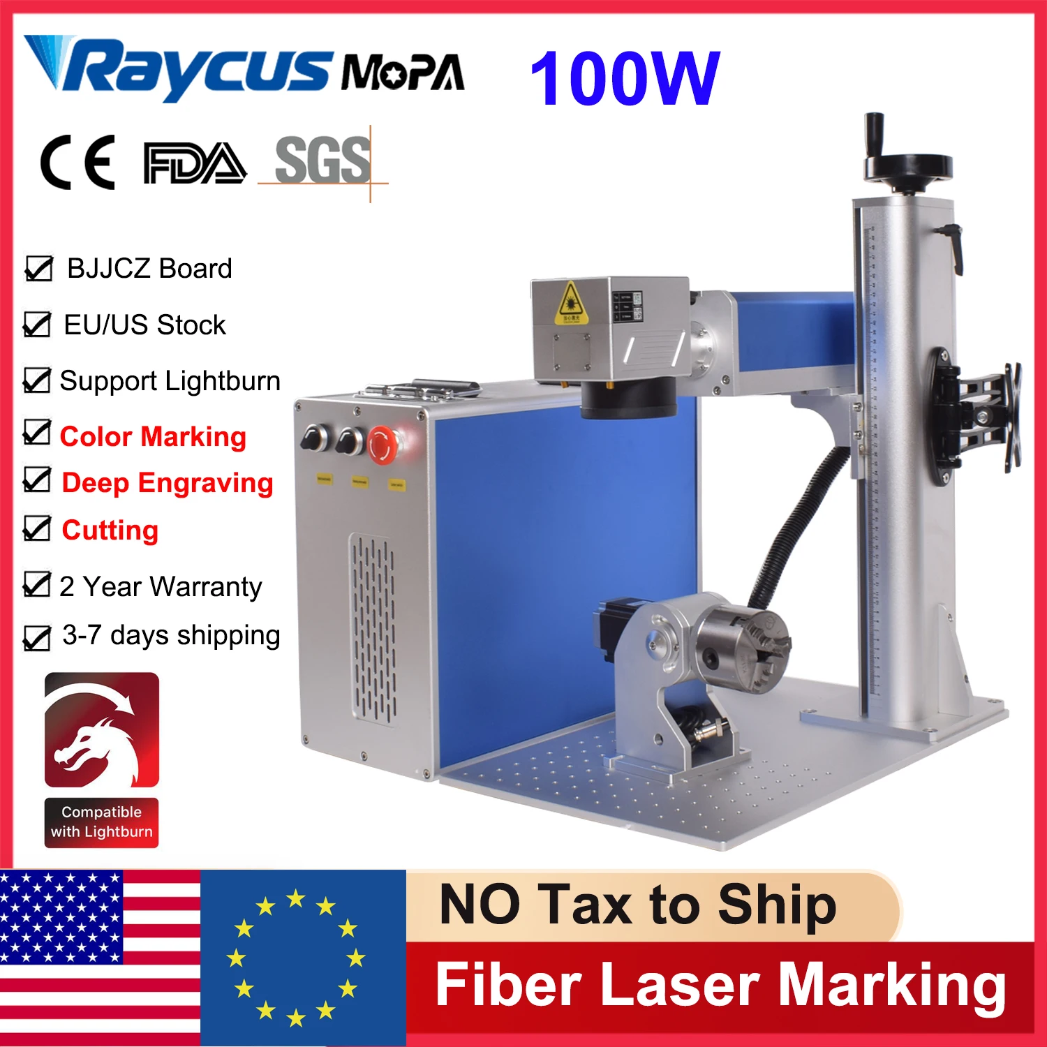 Raycus Mopa Fiber Laser Marking Machine 100W deep Laser Engraving Laser Cutting Jewelry Silver Gold All Metal 60W Laser Engraver