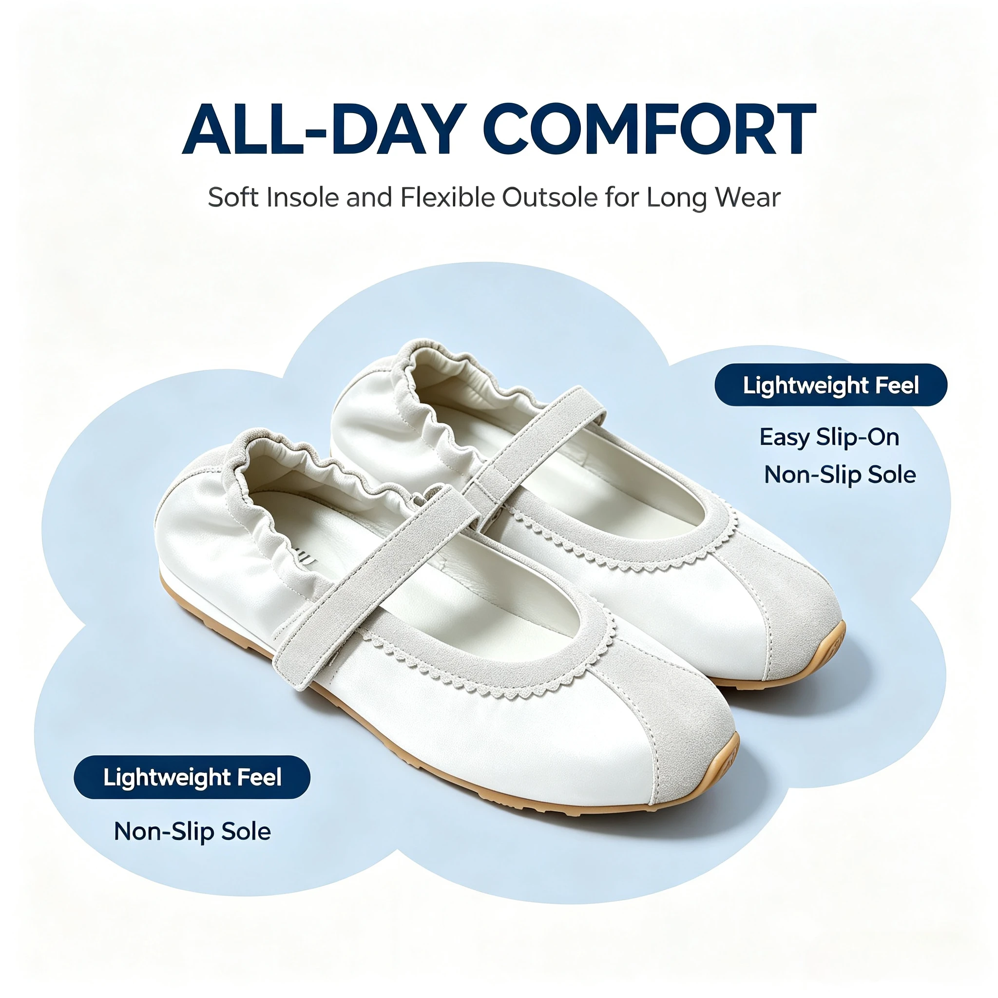 Luxury Brand Discount Women's Flat Ballet Flats, Comfortable and Non-slip Dance Shoes, Runway Flats, Mary Jane Women's Shoes