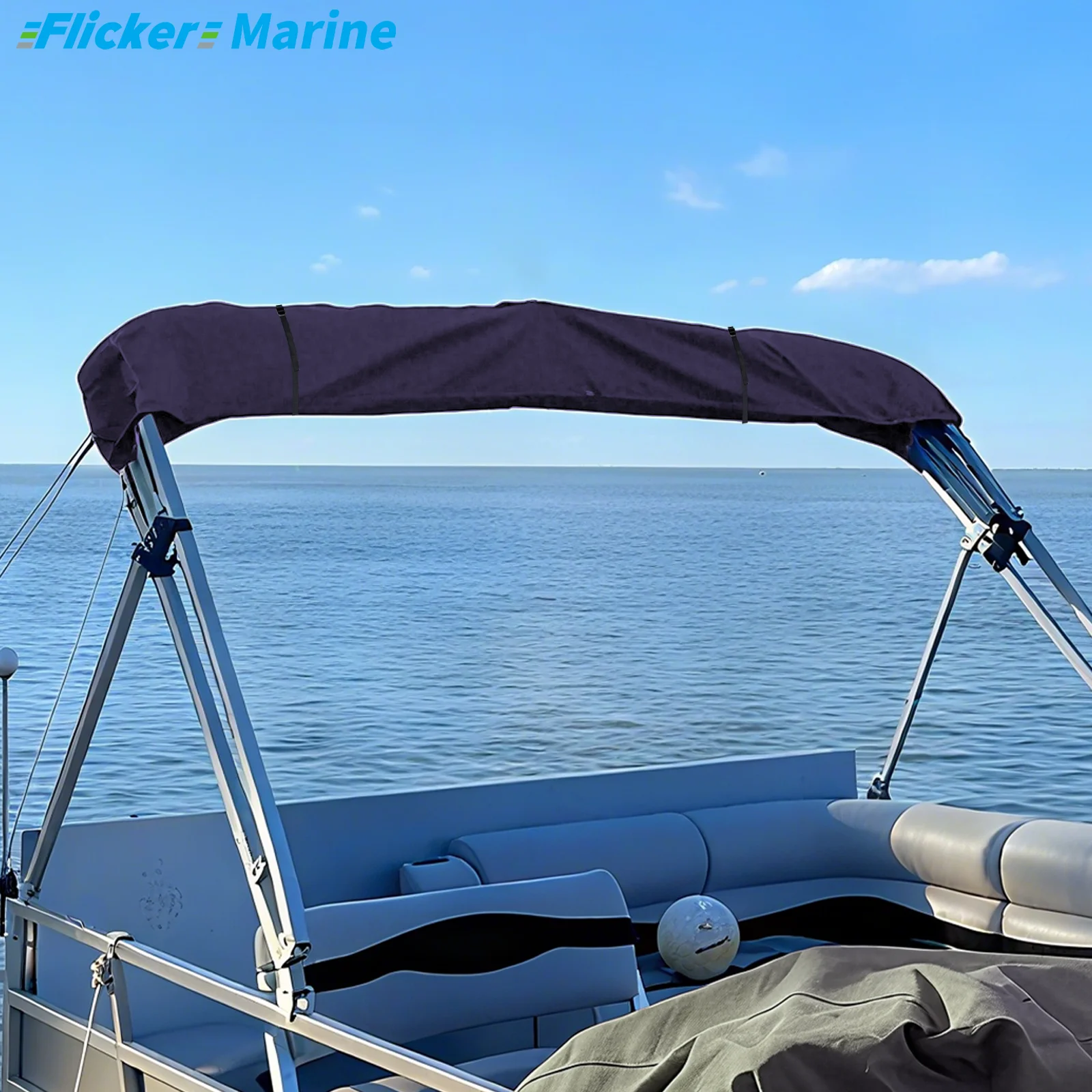 FLICKER MARINE Bimini Top Cover Multi Size UV Resistant Reinforced Stitching Durable Boat Canopy Protective Cover Secure Fit