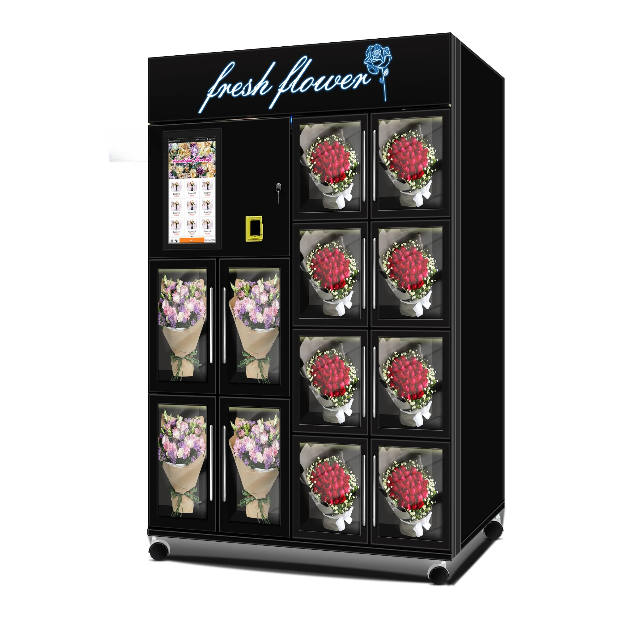 Cooling flower vending machine with 15 inch  touch screen 9 locker vending machine flowers vending machine