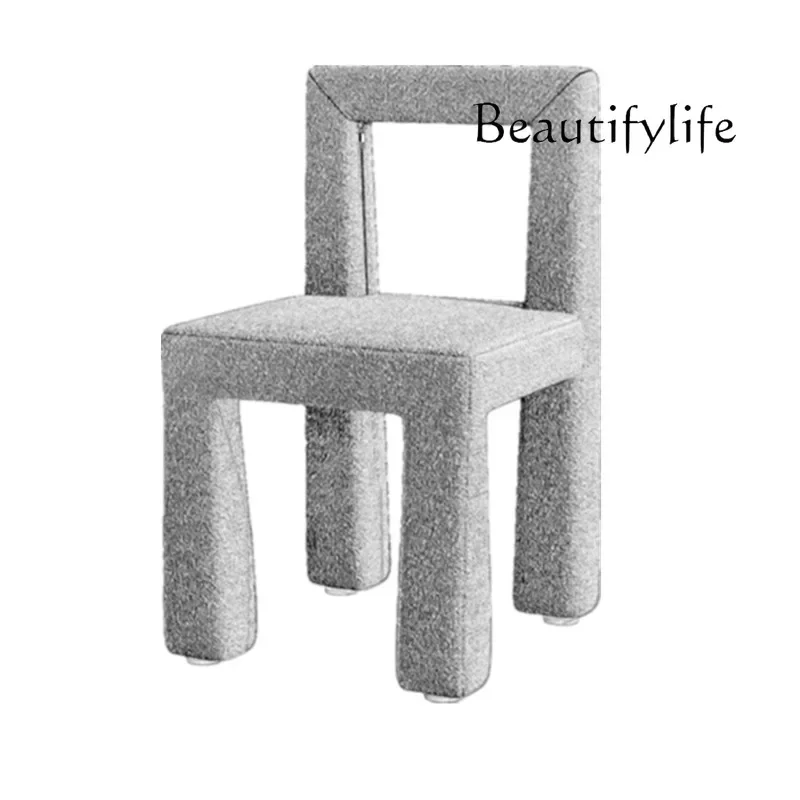 

Nordic modern minimalist art solid wood chair designer home bedroom makeup stool single