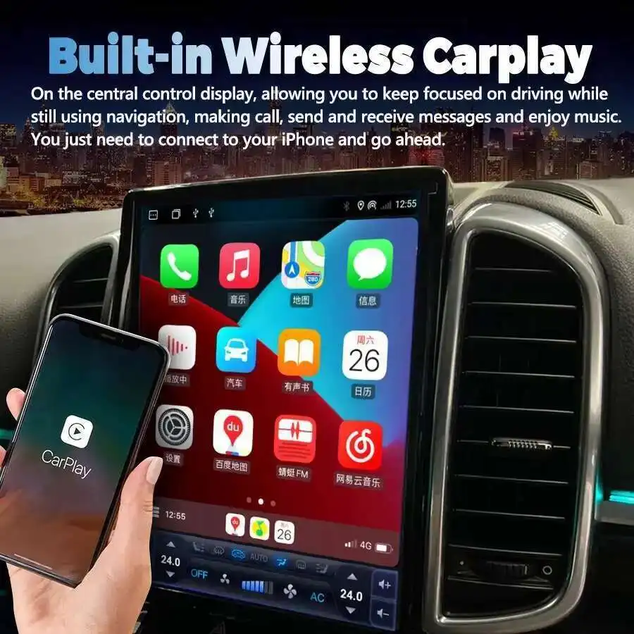 

9,7-дюймовый сенсорный экран Carplay автомобильный радиоприемник для Porsche Cayenne 2011-2017 PCM3.1 PCM4.0 Android15 GPS стерео видеоплеер DSP 4G WIFI