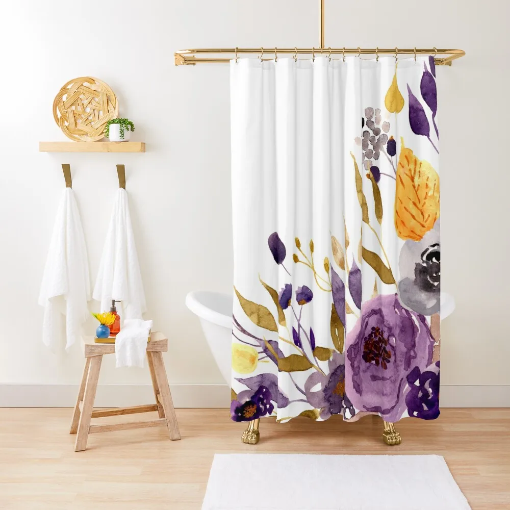 

Purple Flora Shower Curtain Set For Bathroom Bathroom Accessory Shower Set For Bathrooms With Beautiful Designs Curtain