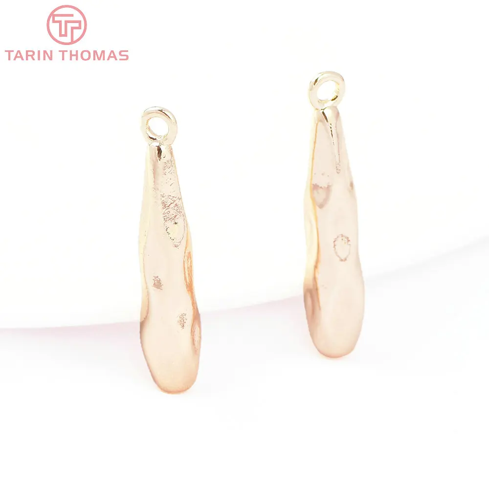 (8164) 6PCS 4x22.5MM 24K Gold Color Brass Irregular Droplet Pendants High Quality DIY Jewelry Making Findings Accessories