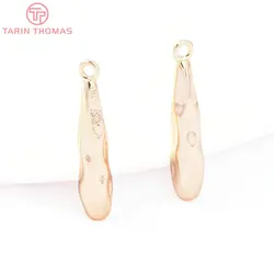 (8164) 6PCS 4x22.5MM 24K Gold Color Brass Irregular Droplet Pendants High Quality DIY Jewelry Making Findings Accessories