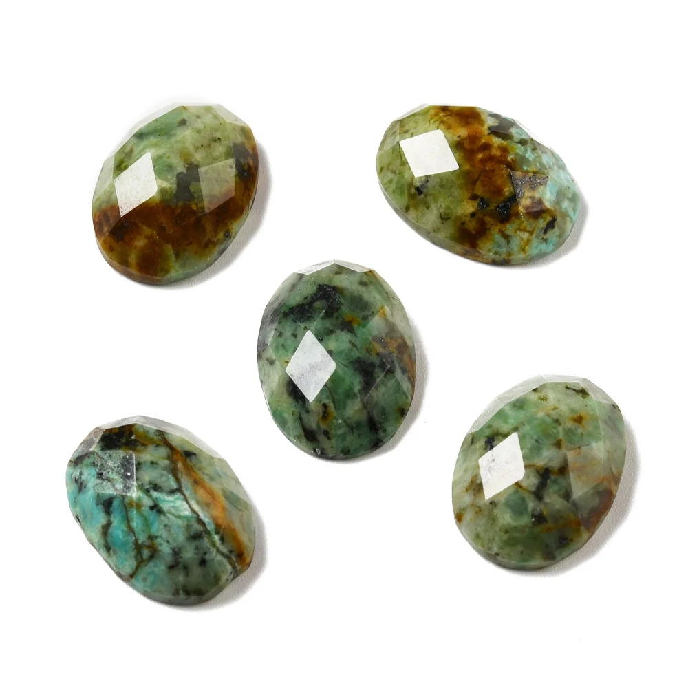 10Pcs Mixed Natural Stone Cabochons Faceted Oval Flatback Gemstone Cameo Cabochon for Necklace Pendant Jewelry Making 18x13x6mm