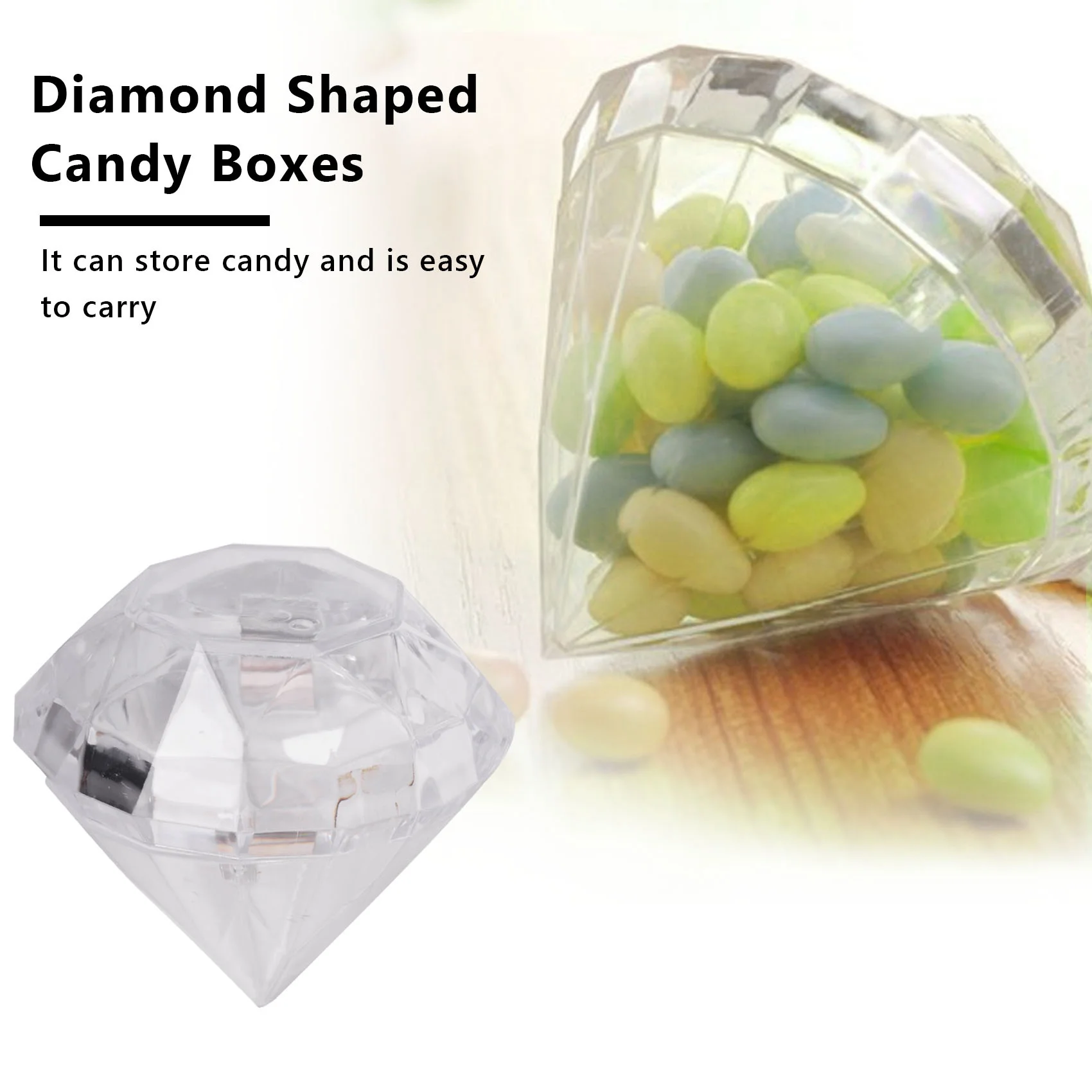 12PCS Transparent Diamond Shape Candy Box Wedding Favor Gift Boxes Party Box Clear Plastic Container Home Decor Gift