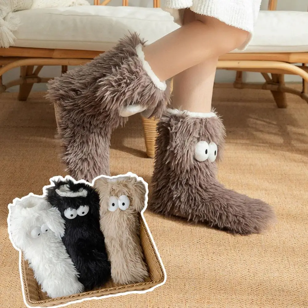 

Winter Warm Slipper Socks Coral Stockings Cute Thickened Floor Socks Non-slip With Puppy Ears Cartoon Funny Plush Floor Socks