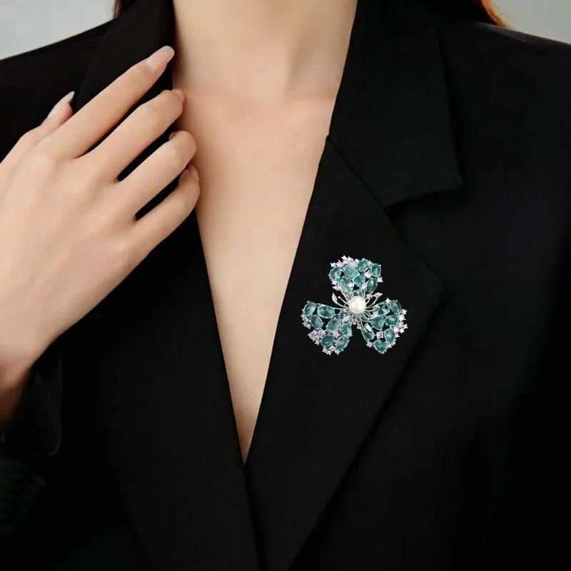 Exquisite Turquoise Orchid Broochpins Unique CZ Wheat Bouquet Corsage for Women Clothing Pink Bead Flower Broche Ornament view 5
