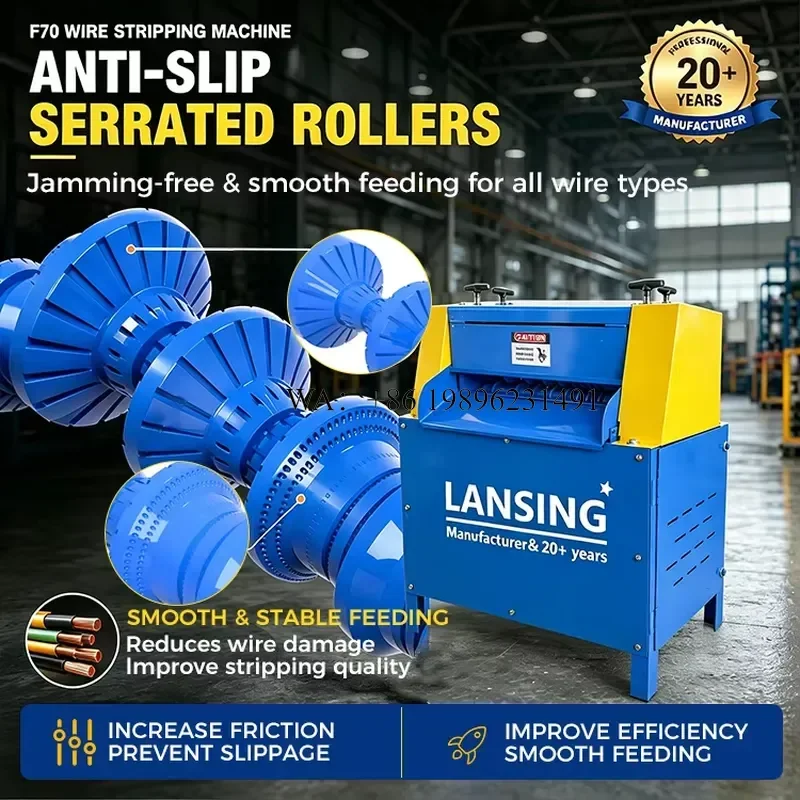 Wmwmnu for 3kw Geared Motor Double Blade Wire Stripping 1-72mm Diameter Anti Slip Rollers for Multi core Cables
