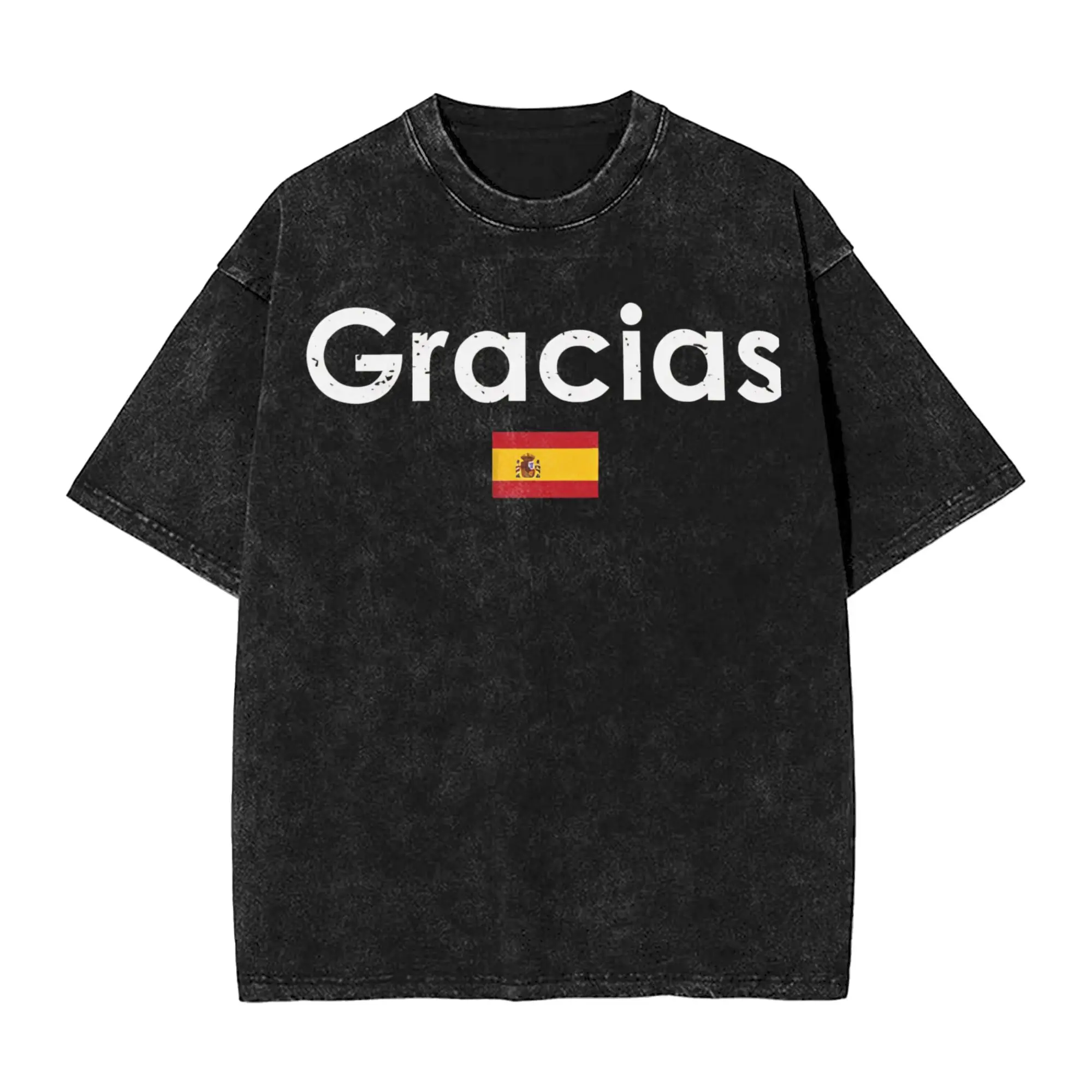 Gracias Thanks in Spanish Make Spain Great Again Merch Washed T Shirts for Men Women Streetwear Hip Hop T-Shirts Printed Tees