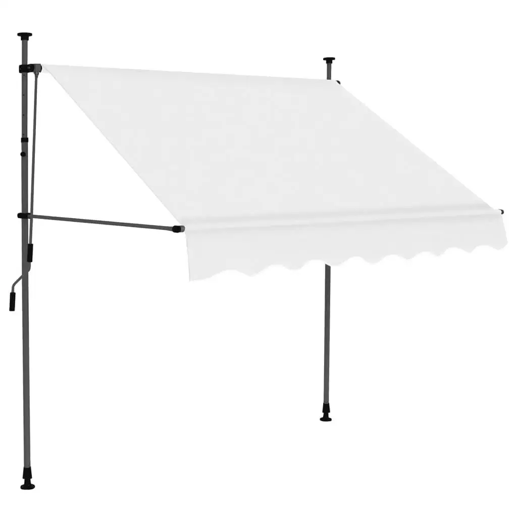 59.1 Cream Manual Retractable Awning with LED Lighting – Stylish Outdoor Shade Solution