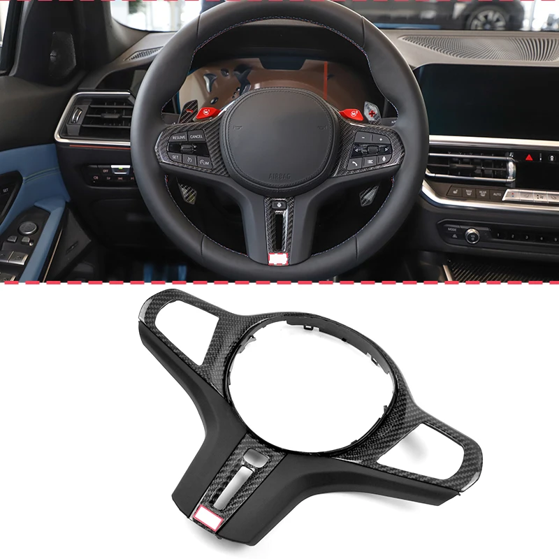 Carbon Fiber Steering Wheel Trim Cover panel For BMW 3/4/5/6/7 Series M5 G26 G20 G30 G32 G80 G02 F90 F96 F97 F5 F98 X3M X4M