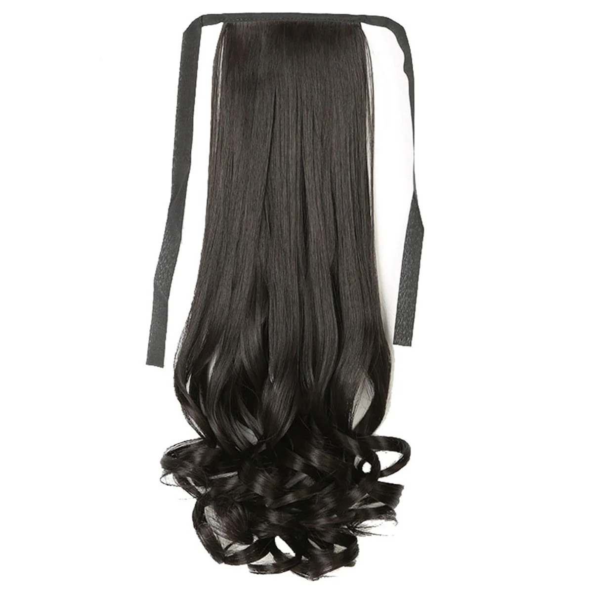 ABGN 58 cm femmes cheveux longs bouclés cravate perruque queue de cheval poire fleur Style grande perruque ondulée réaliste cheveux longs bouclés queue de cheval A