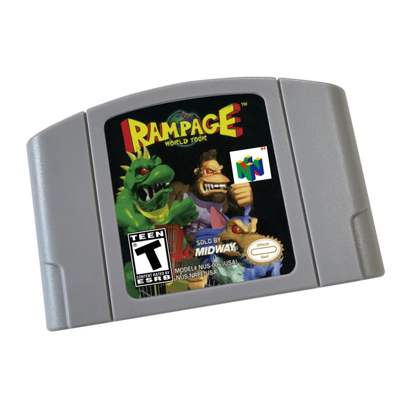 N64 games Cartridge -Rampage World Tour NTSC  And PAL Version Retro Games reconstructed