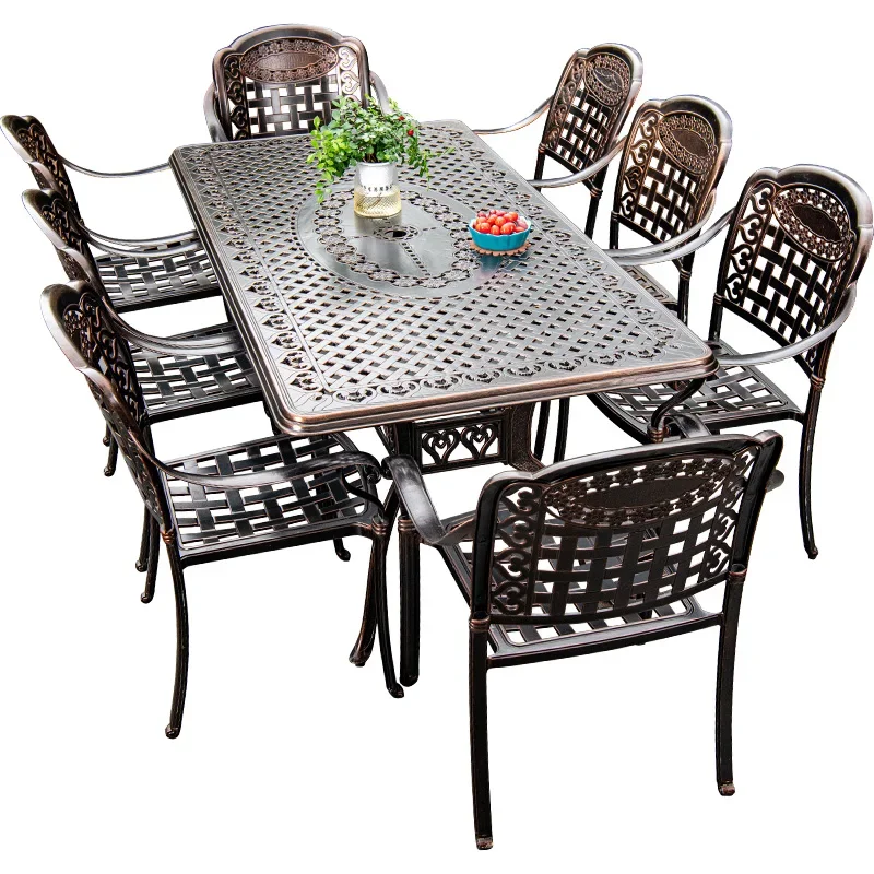 Outdoor tables and chairs cast aluminum villa garden balcony open-air leisure outside iron chair courtyard outdoor aluminum allo