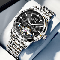 GUANQIN Men Watch Luxury Original Automatic Mechanical Skeleton Steel Date Week Business Leisure Waterproof Watches for Man