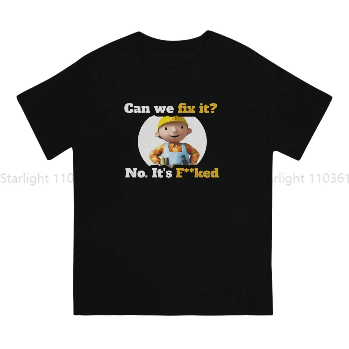 Engineer Creative TShirt for Men Can We Fix It Bob Builder Round Collar T Shirt Personalize Gift Streetwear