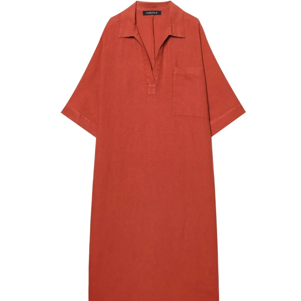 リネン混紡ロングシャツワンピース 無地 ルーズフィット フリップカラー 七分袖 夏新作 レディース カジュアル ロングワンピース