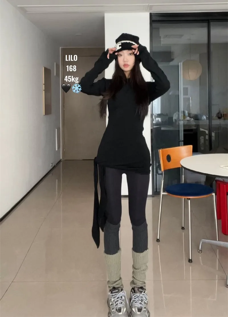 تي شيرت بأكمام طويلة للنساء صيفي بأكمام مضيئة على الكتف كل مباراة من القطن ثنى الرسن الرباط مجموعة الفتيات