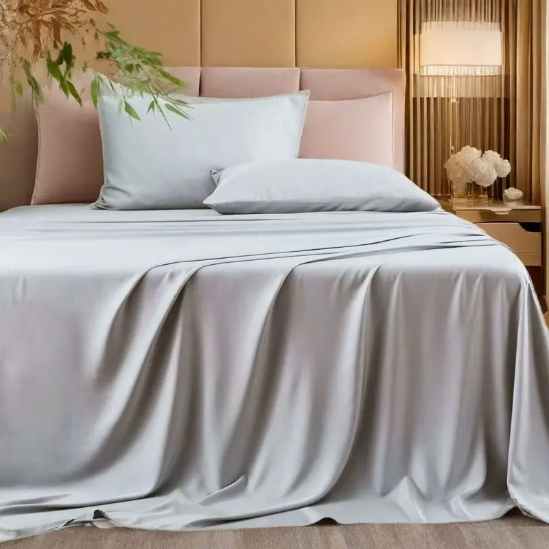 100% Bamboo Fibre Flat Bed Sheet Twin Queen King  Size Bedding Solid Color Antibacterial Cooling Single And Double Bed Cover