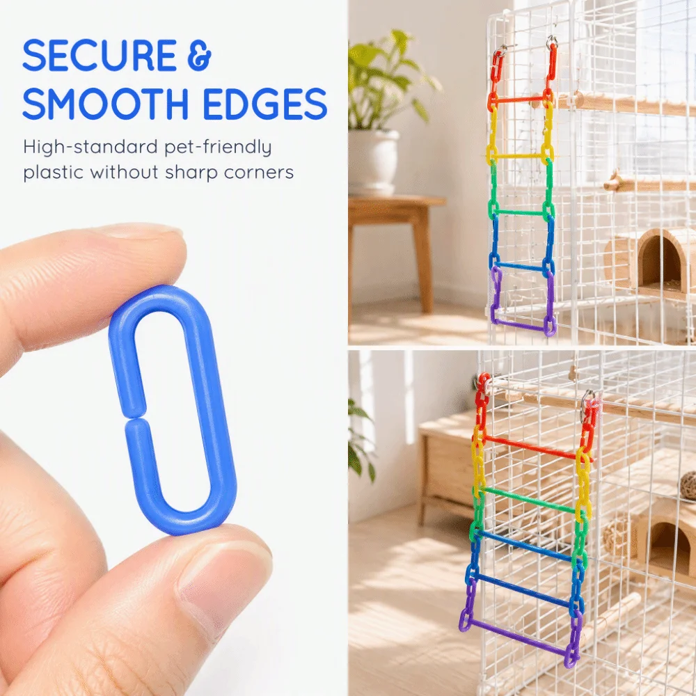 200pcs Plastic Material Bird Chewing Toy Rainbow Colors Swing Climbing Educational Bird Toy Mix Color DIY Assembly