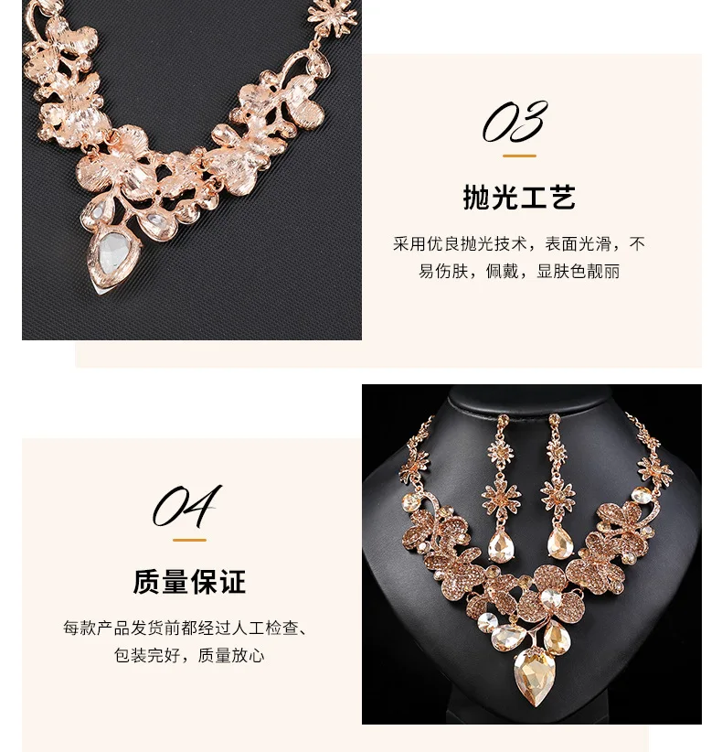 New Vintage necklace set women\'s luxury crystal banquet dress accessories