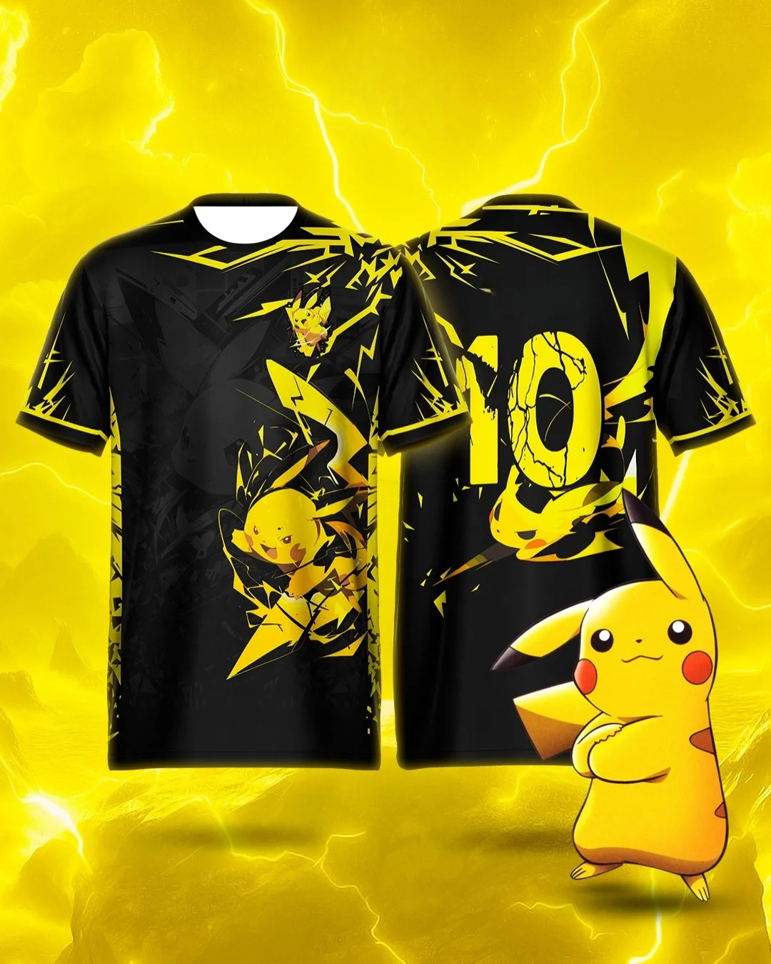 Hot New Summer Japanese Anime Pokémon Pikachu 3D Quick-Drying T-Shirt Plus Size for Men and Women Short Sleeve Kid's Clothing