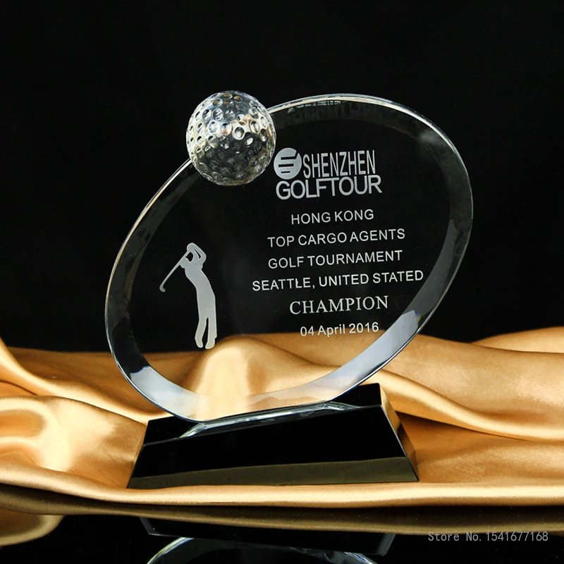 

Creative Crystal Trophy Outstanding Excellent Employee Annual Meeting Award Commemorative Gift, Home Decoration, Golf Medal, 1Pc