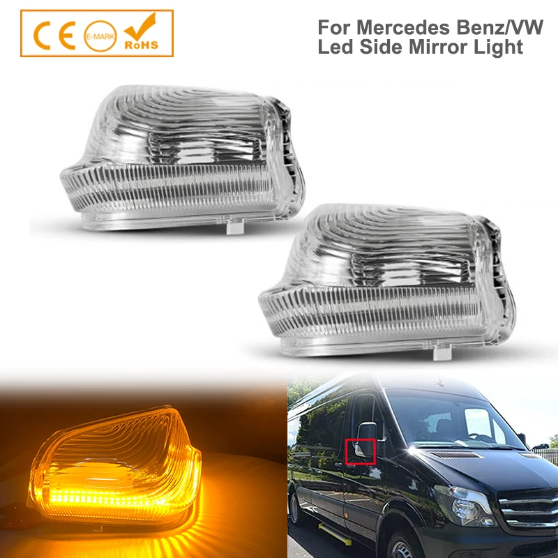 

2x Canbus LED Dynamic Side Mirror Lights Turn Signal Blinker Lamps For Mercedes Benz Sprinter W906 Volkswagen Crafter 06-2021