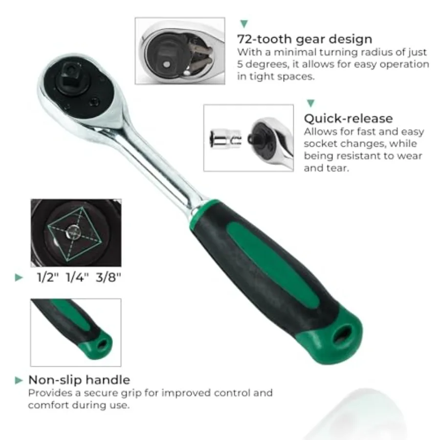 151 шт. Набор головок и приводных инструментов 1 2 1 4 3 8 Набор механических инструментов Набор головок Набор метрических головок Размеры привода с пластиком T