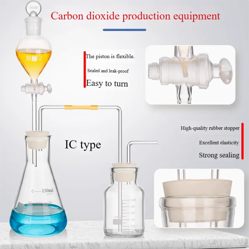 Carbon dioxide CO2 oxygen hydrogen production device gas generator liquid separation funnel test tube gas collection bottle