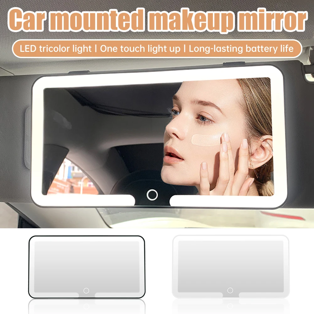 HD Mirror Car LEDMakeup Mirror Three Gear Adjustment Sun Visor Plate Interior RearMirror Dimmable Touchscreen Auto Vanity Mirror